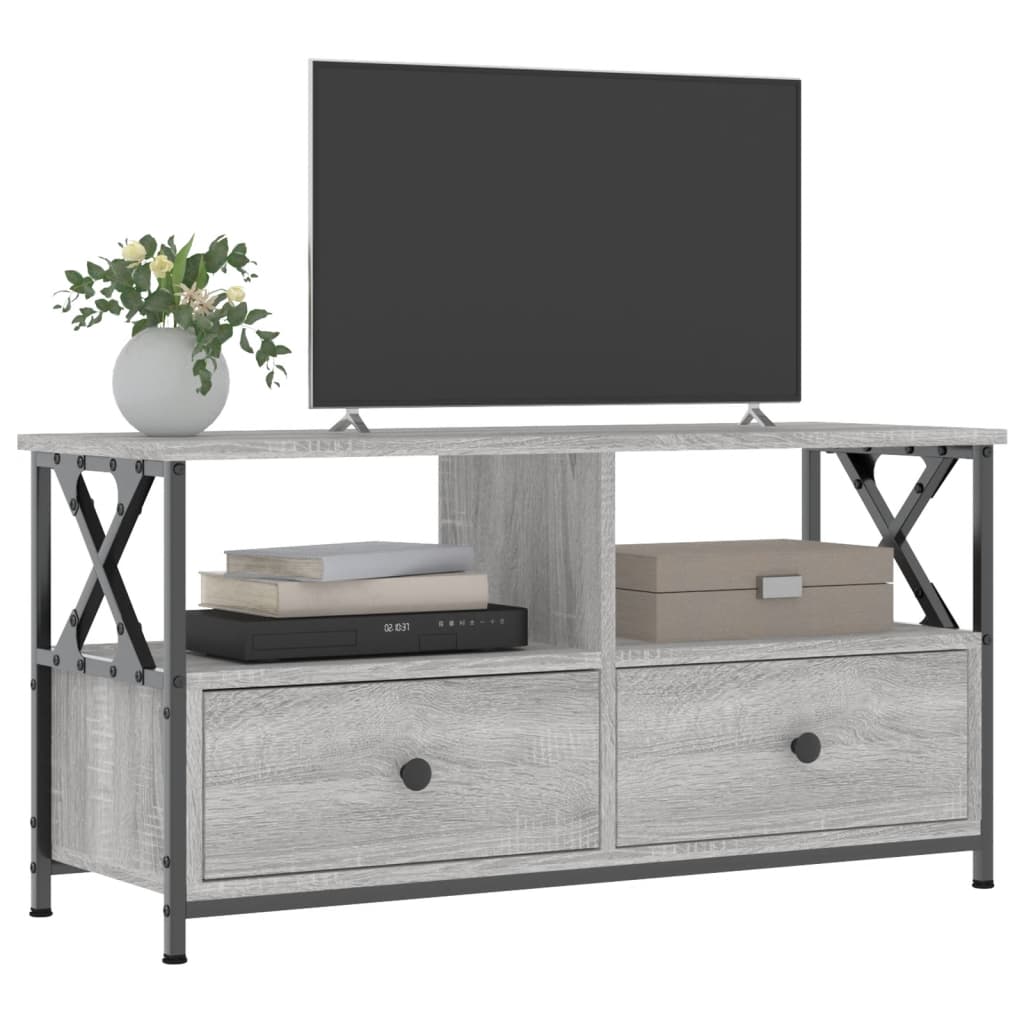 TV ormarić siva boja hrasta 90 x 33 x 45 cm od drva i željeza