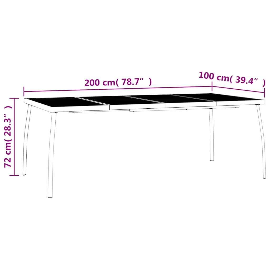 Vrtni stol antracit 200 x 100 x 72 cm od čelične mreže