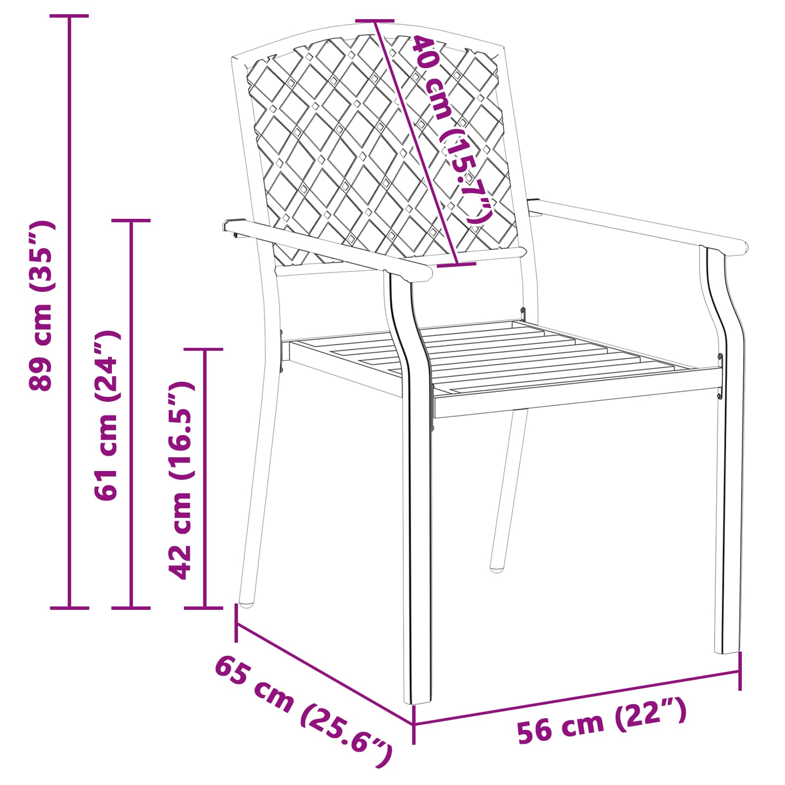 Vrtna stolica 2 pcs Antracit 56 x 65 x 89 cm Čelik