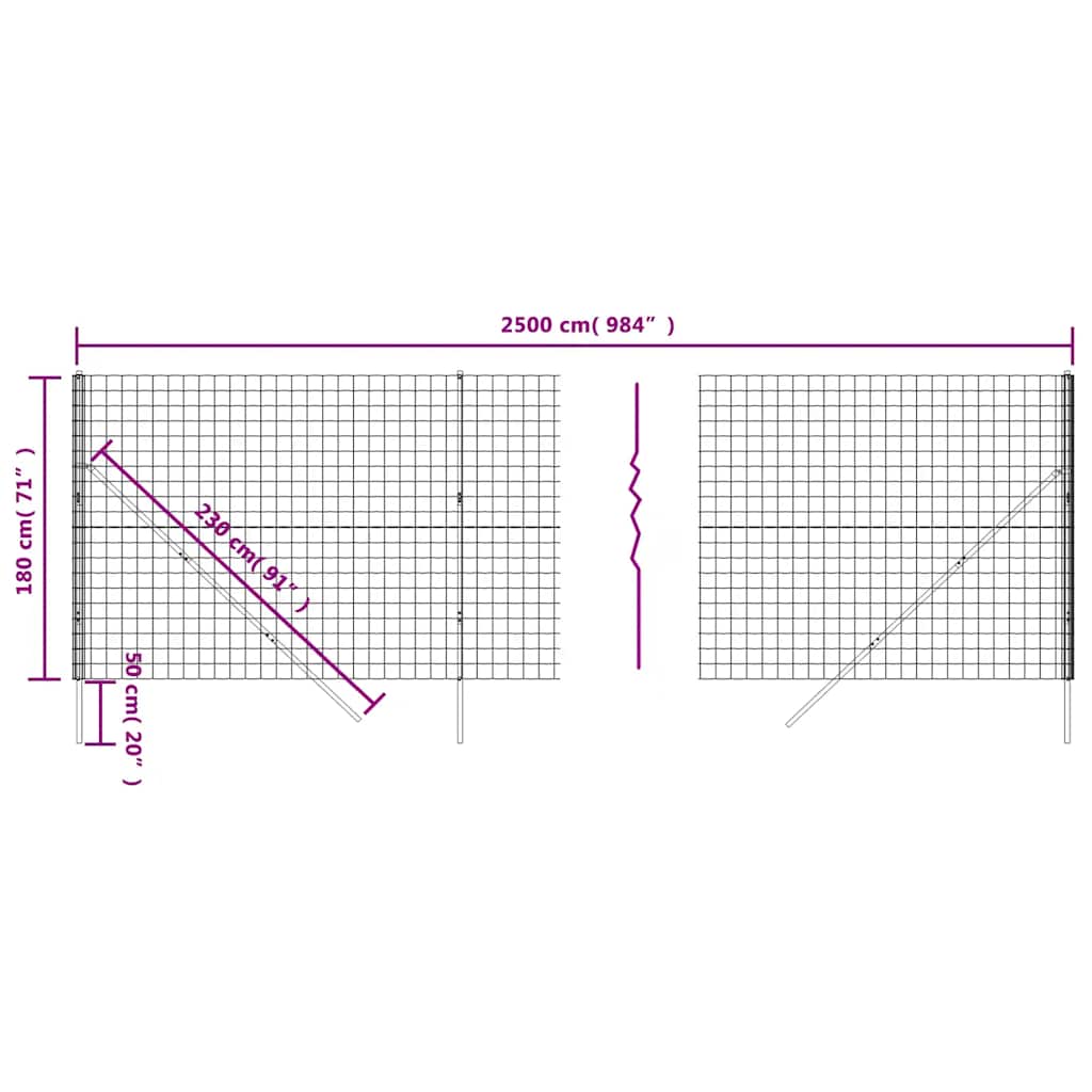 Ograda od žičane mreže zelena 1,8 x 25 m od pocinčanog čelika