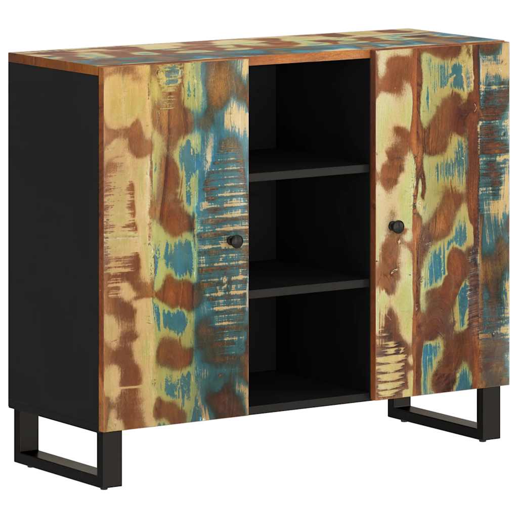 Komoda s 2 vrata 90 x 33 x 75 cm od masivnog obnovljenog drva