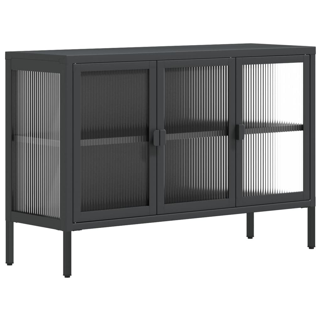 Komoda crna 105 x 35 x 70 cm od stakla i čelika