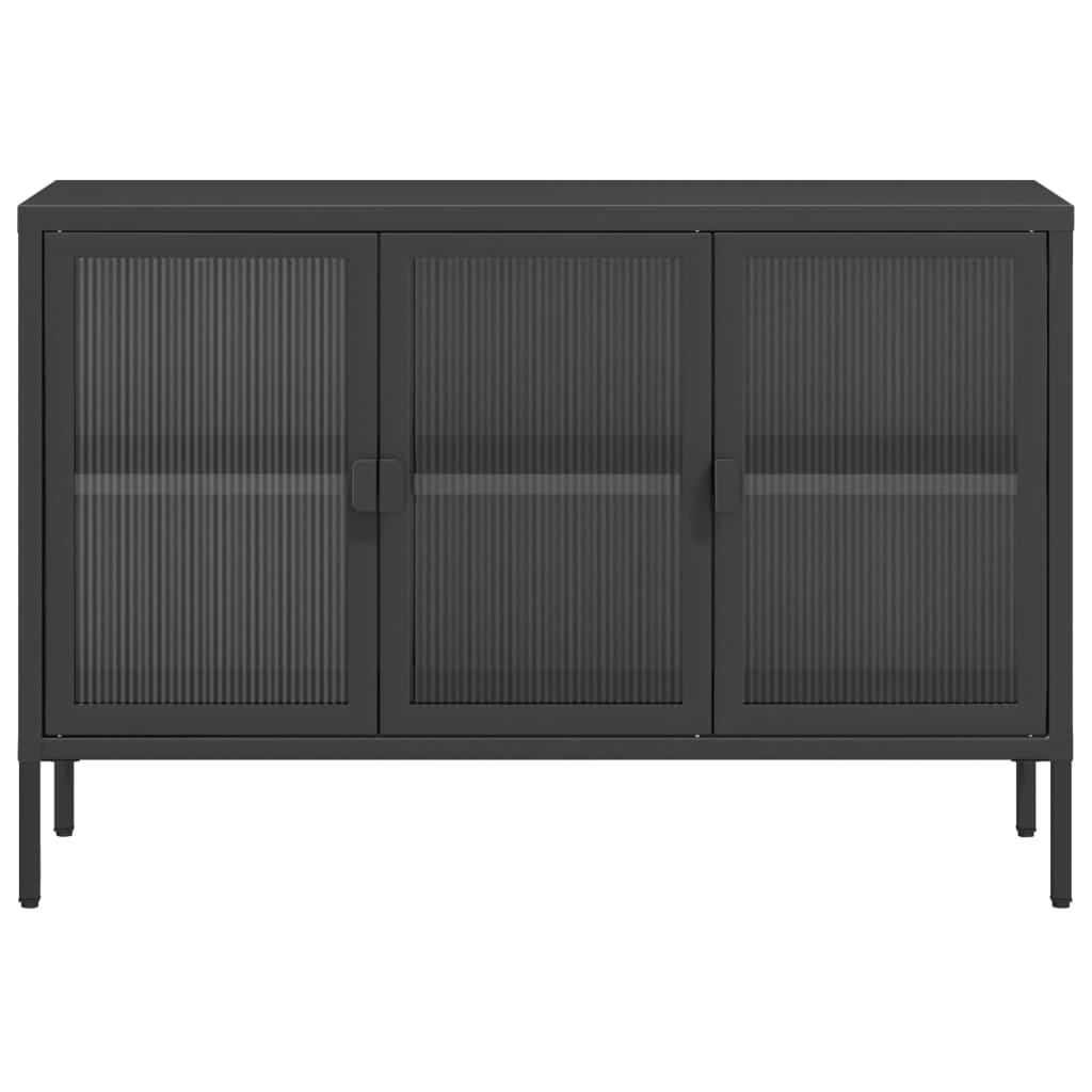 Komoda crna 105 x 35 x 70 cm od stakla i čelika