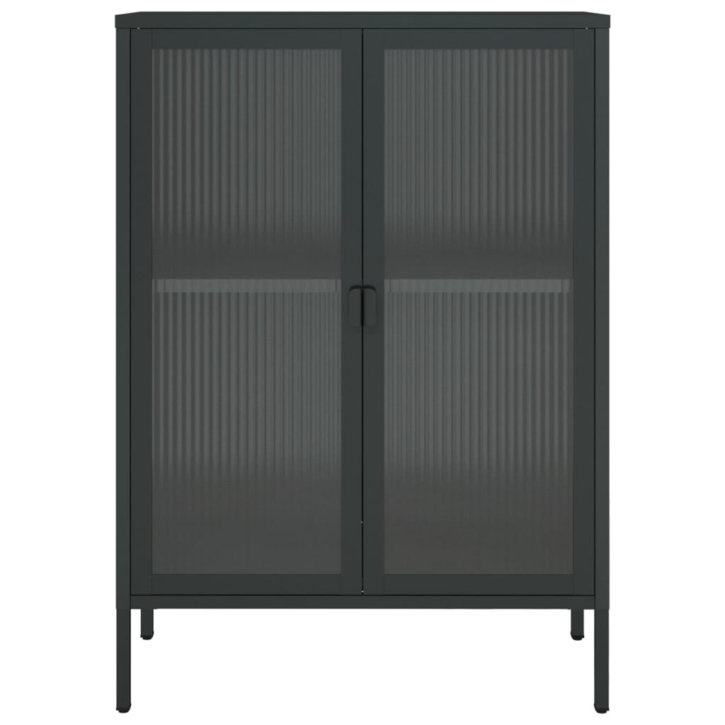Komoda crna 75 x 35 x 105 cm od stakla i čelika