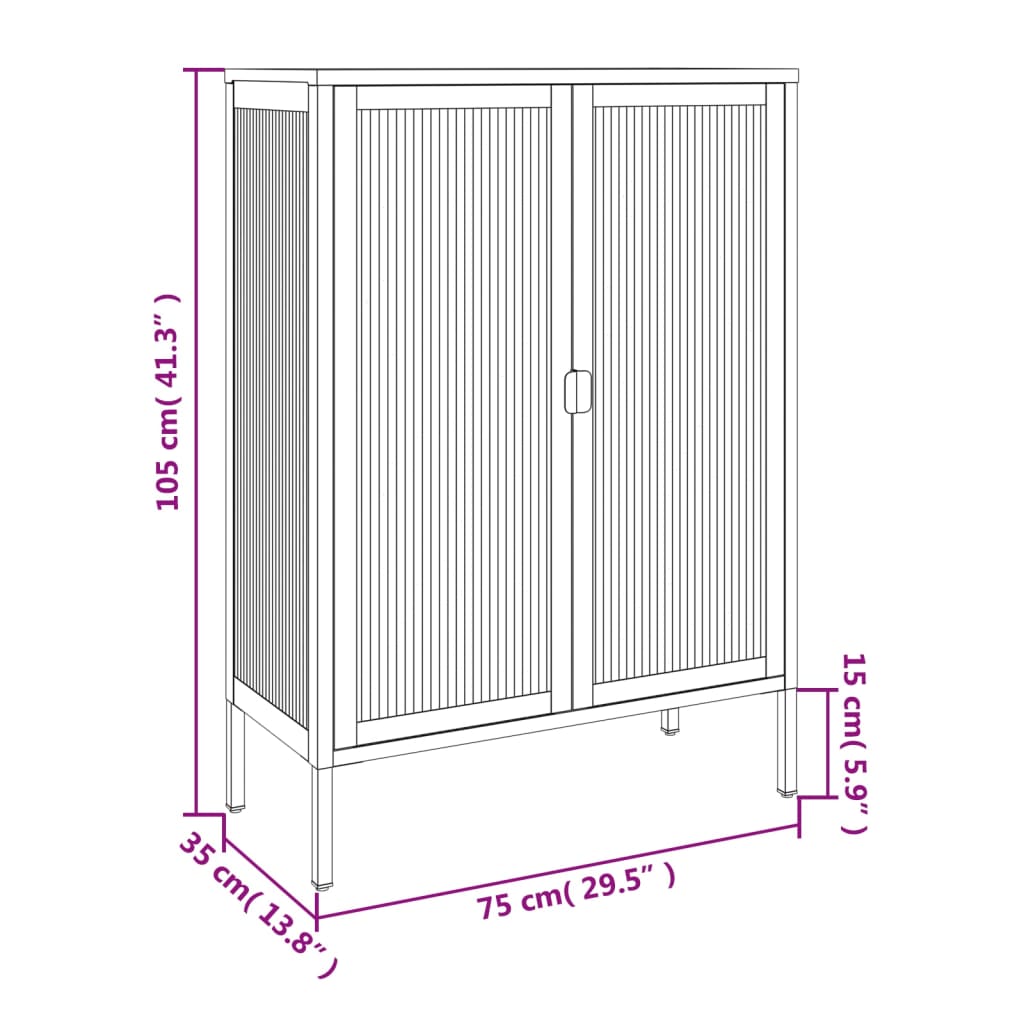Komoda crna 75 x 35 x 105 cm od stakla i čelika