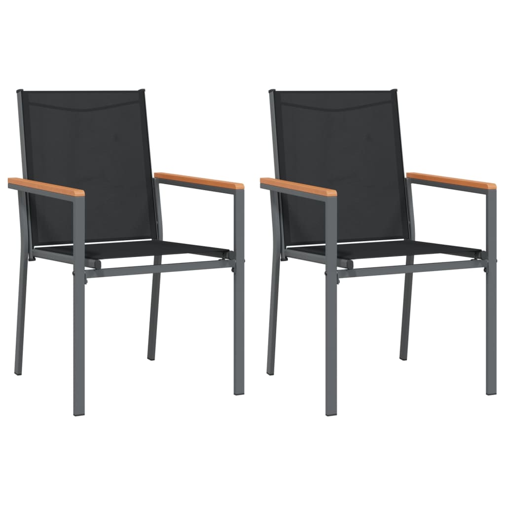 Vrtne stolice 2 kom crne 55 x 61,5 x 90 cm tekstilen i čelik