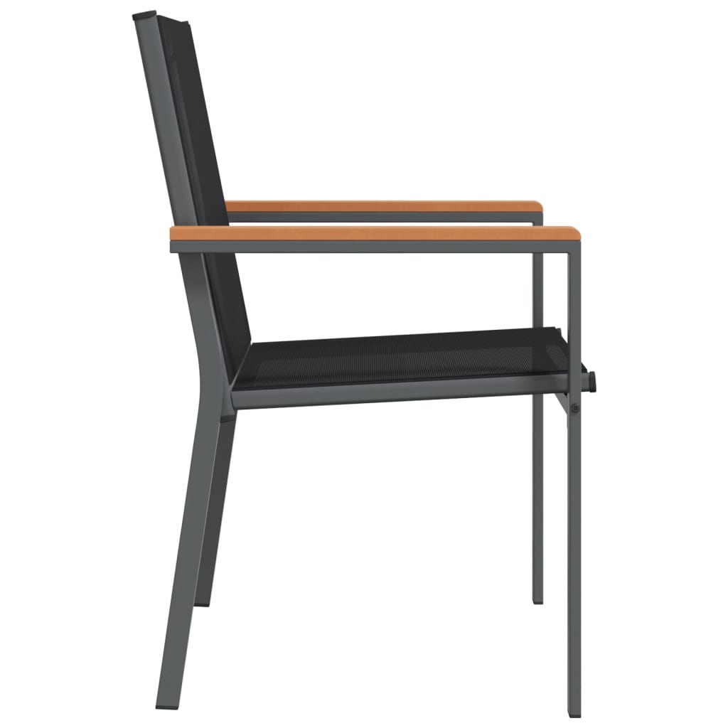 Vrtne stolice 2 kom crne 55 x 61,5 x 90 cm tekstilen i čelik