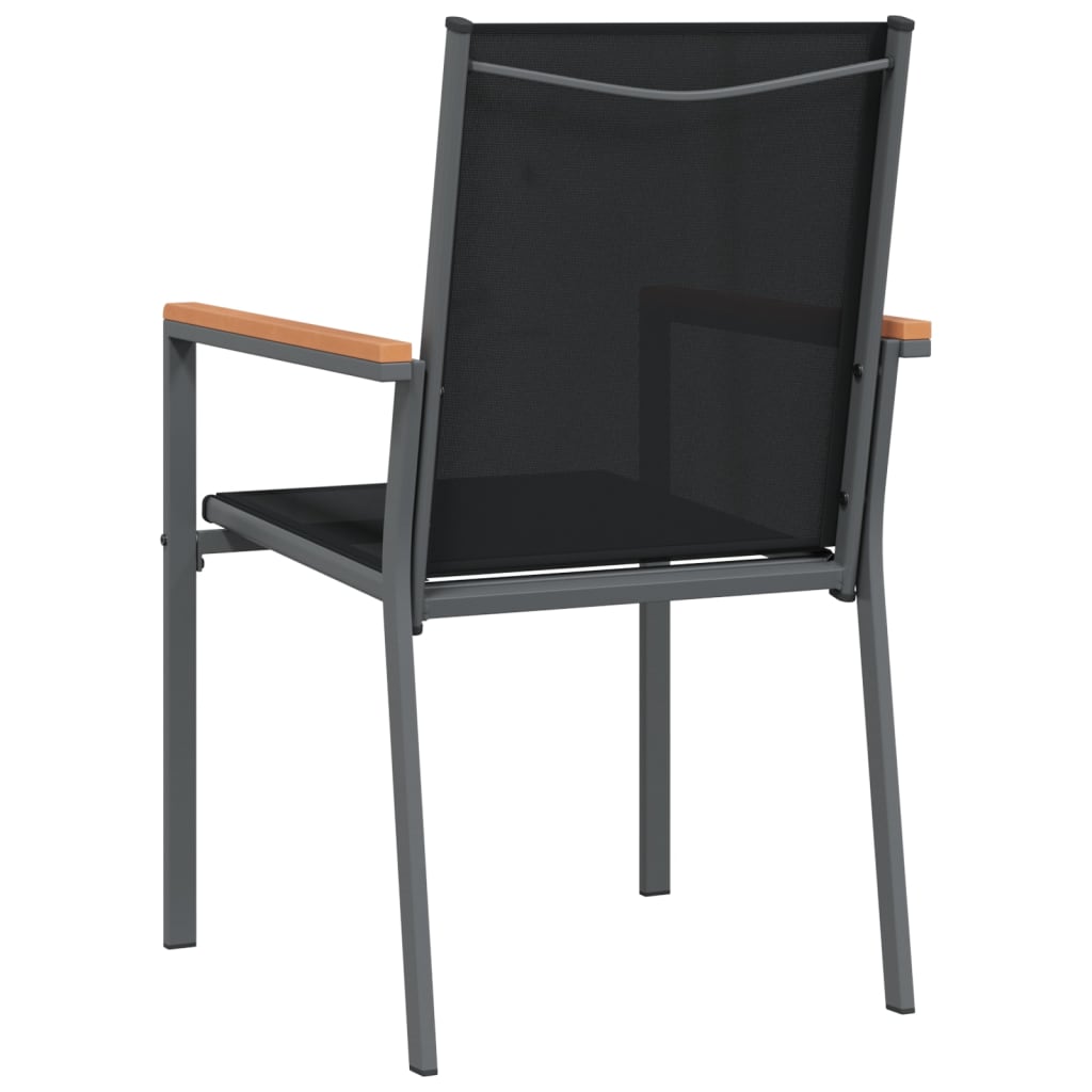 Vrtne stolice 2 kom crne 55 x 61,5 x 90 cm tekstilen i čelik