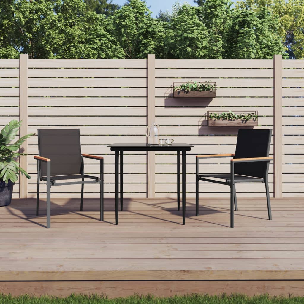 Vrtne stolice 2 kom crne 55 x 61,5 x 90 cm tekstilen i čelik