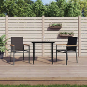Vrtne stolice 2 kom crne 55 x 61,5 x 90 cm tekstilen i čelik