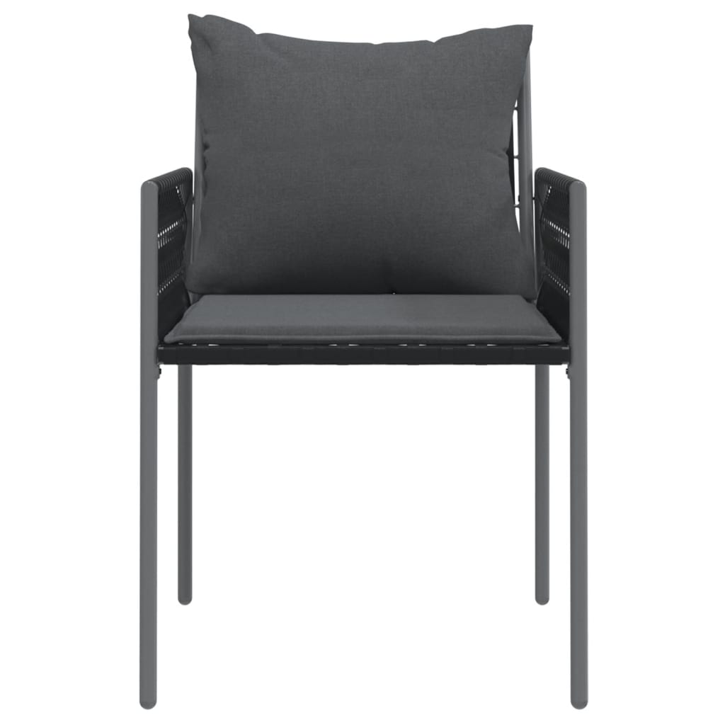 Vrtne stolice s jastucima 2 kom crne 54x61x83 cm od poliratana
