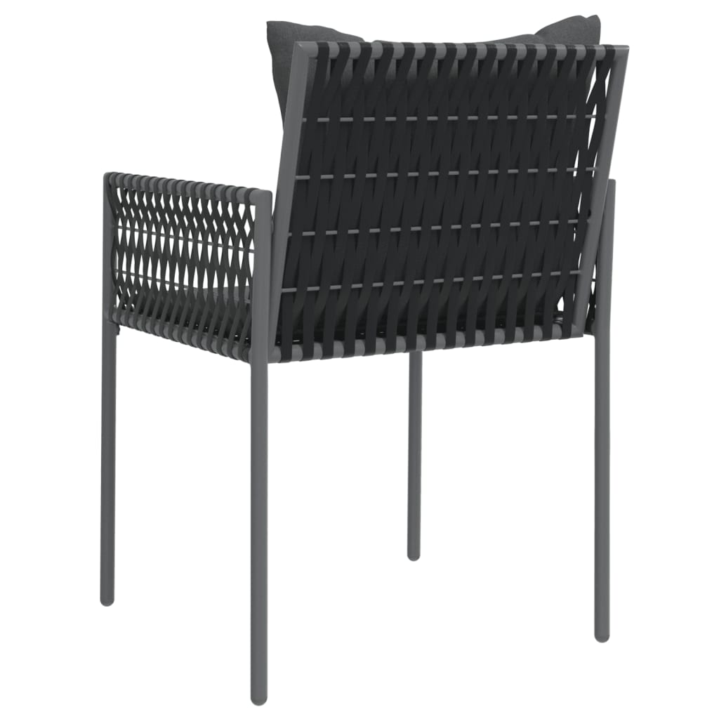 Vrtne stolice s jastucima 2 kom crne 54x61x83 cm od poliratana