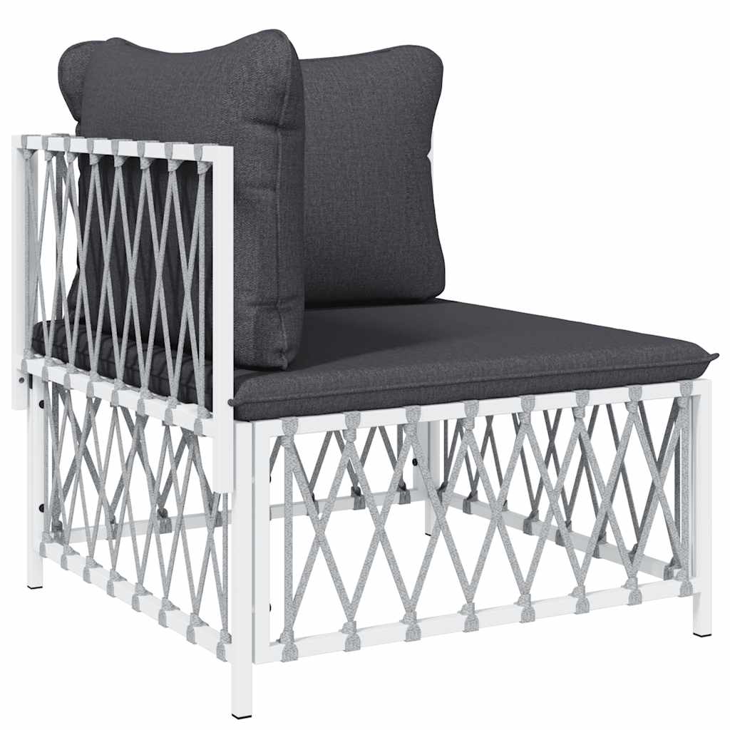 Kutna vrtna sofa od tkane tkanine s jastucima bijela