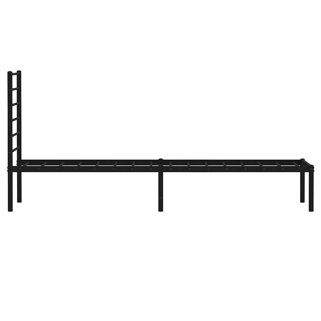Metalni okvir za krevet s uzglavljem crni 75x190 cm