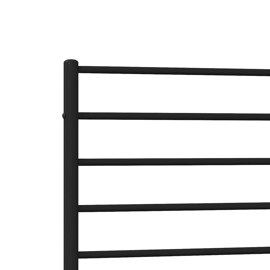 Metalni okvir za krevet s uzglavljem crni 75x190 cm