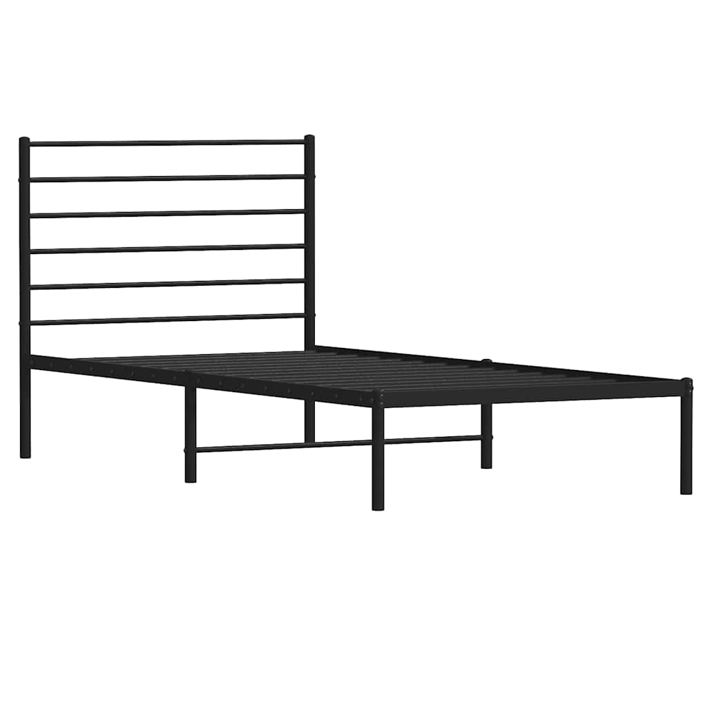Metalni okvir za krevet s uzglavljem crni 80x200 cm