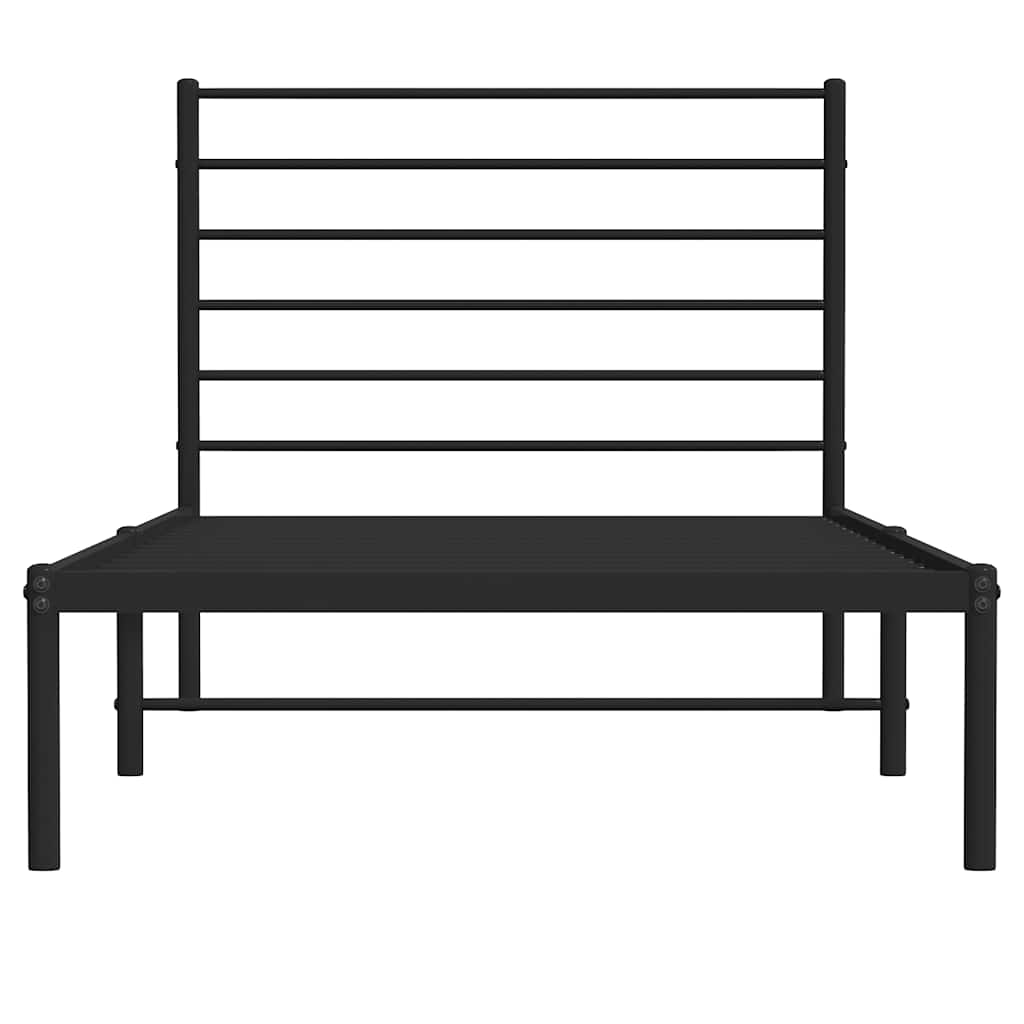 Metalni okvir za krevet s uzglavljem crni 100x190 cm