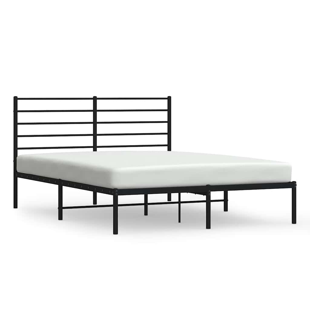 Metalni okvir za krevet s uzglavljem crni 140x200 cm