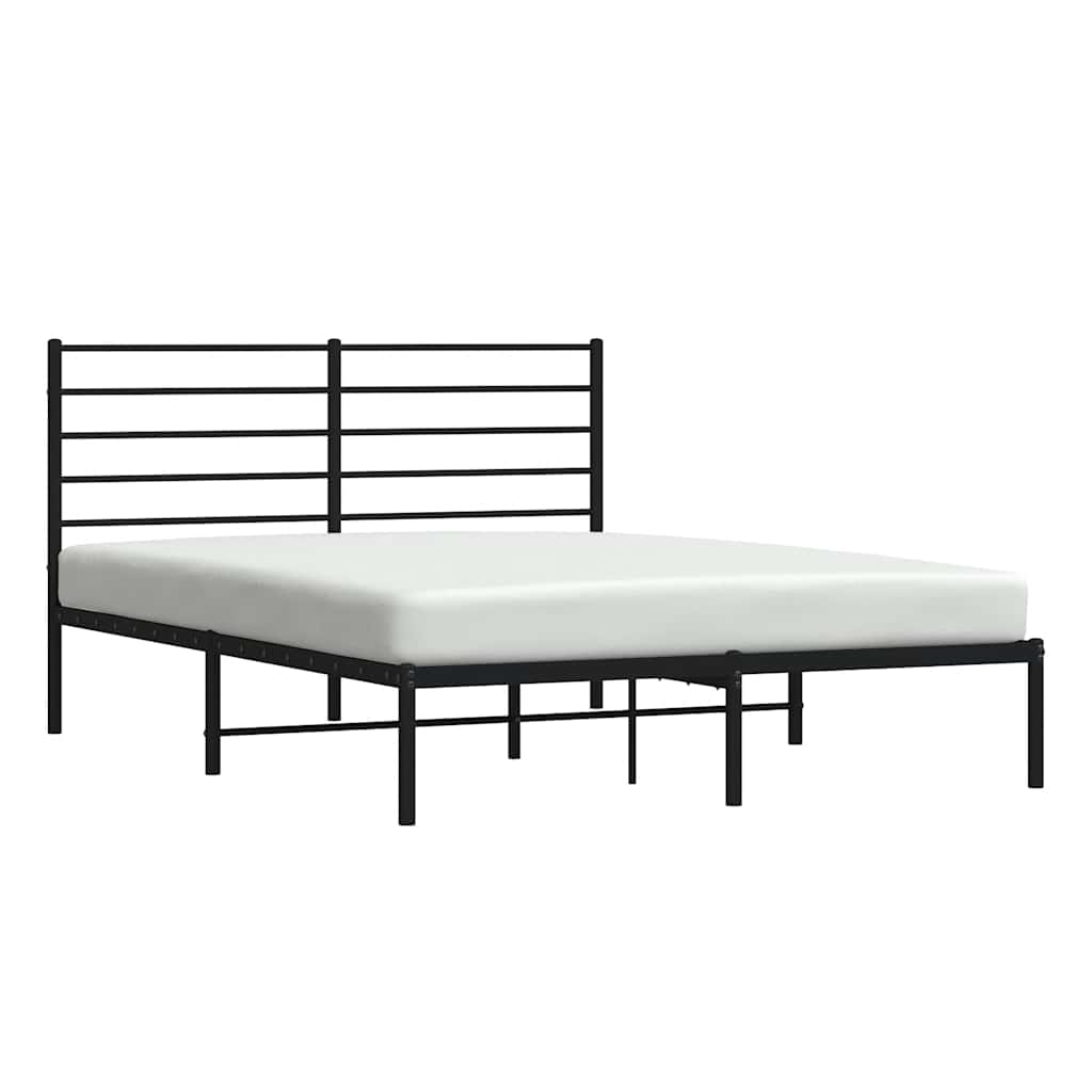 Metalni okvir za krevet s uzglavljem crni 140x200 cm