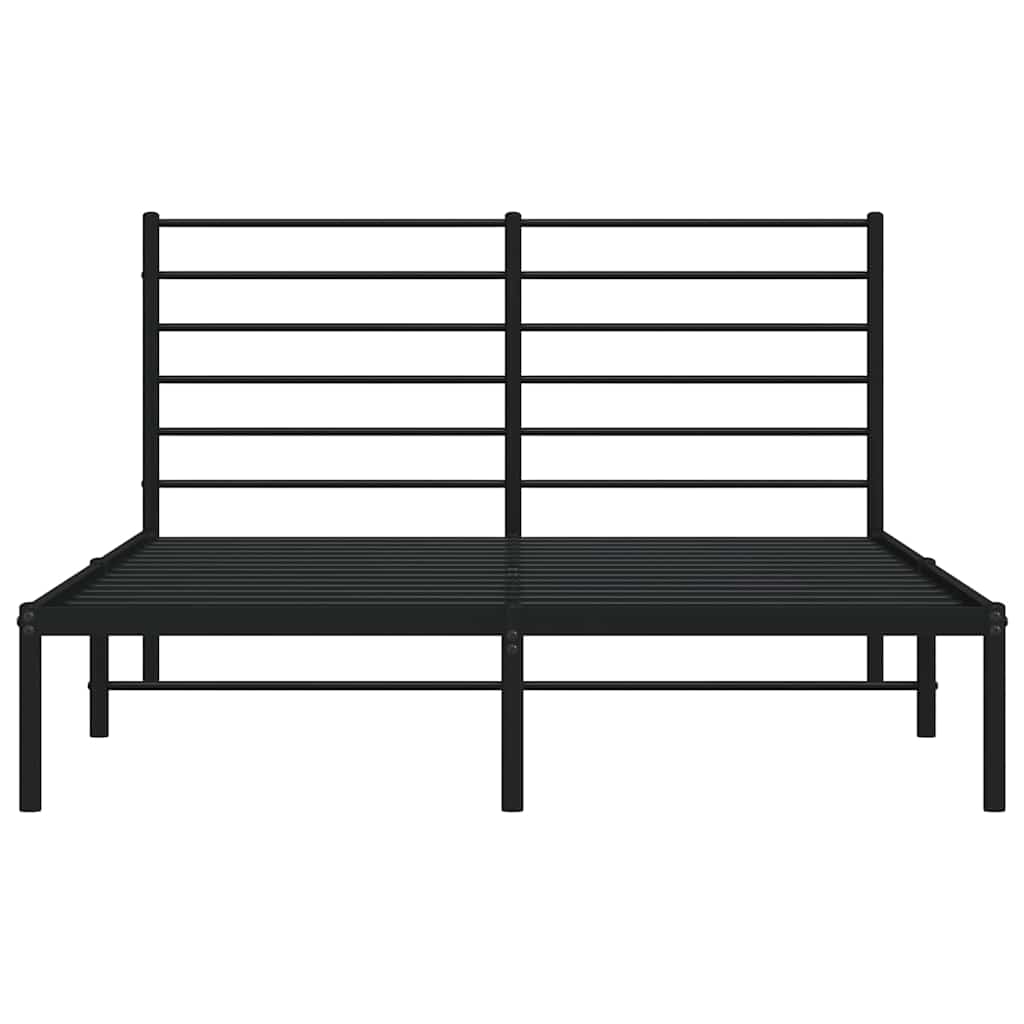Metalni okvir za krevet s uzglavljem crni 140x200 cm
