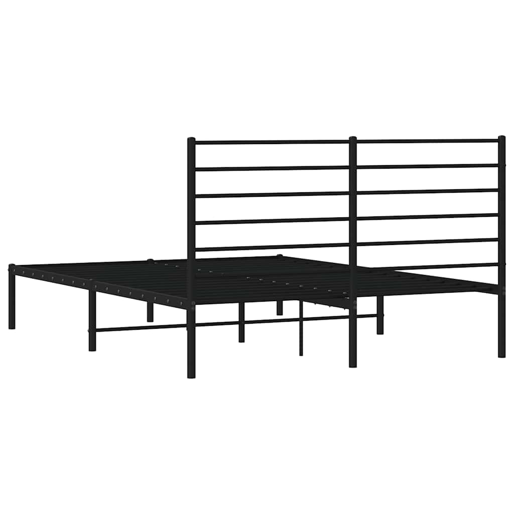 Metalni okvir za krevet s uzglavljem crni 140x200 cm