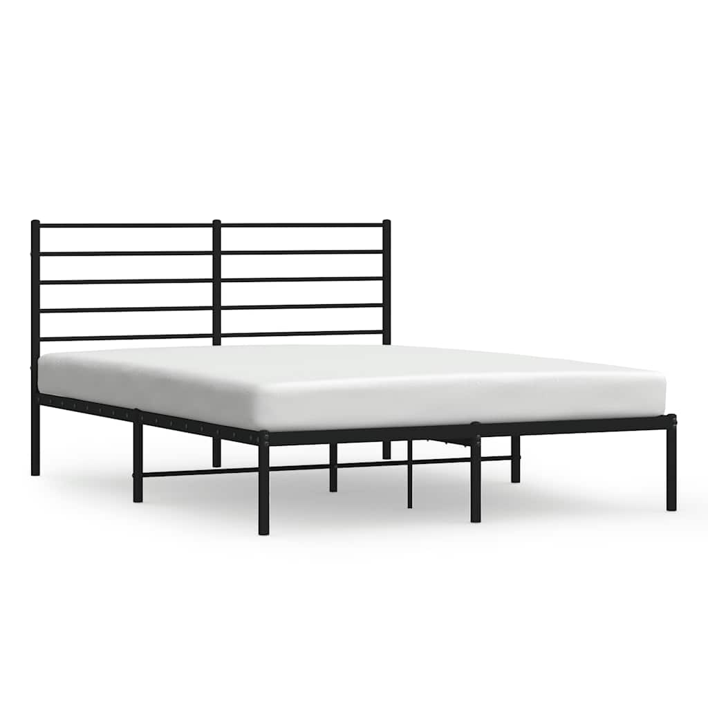 Metalni okvir za krevet s uzglavljem crni 150x200 cm