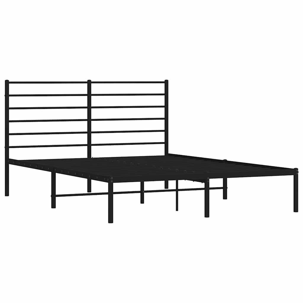 Metalni okvir za krevet s uzglavljem crni 150x200 cm