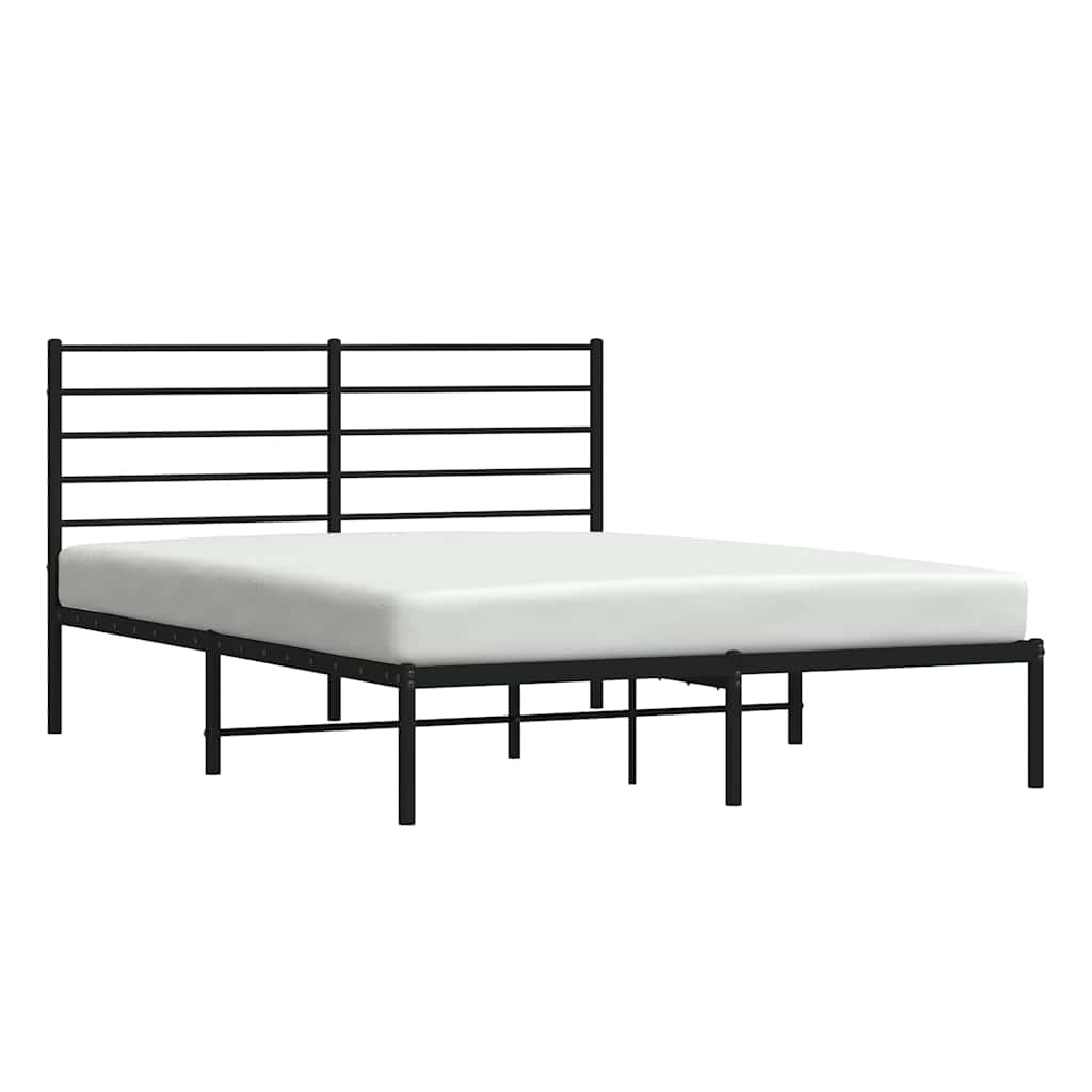 Metalni okvir za krevet s uzglavljem crni 150x200 cm
