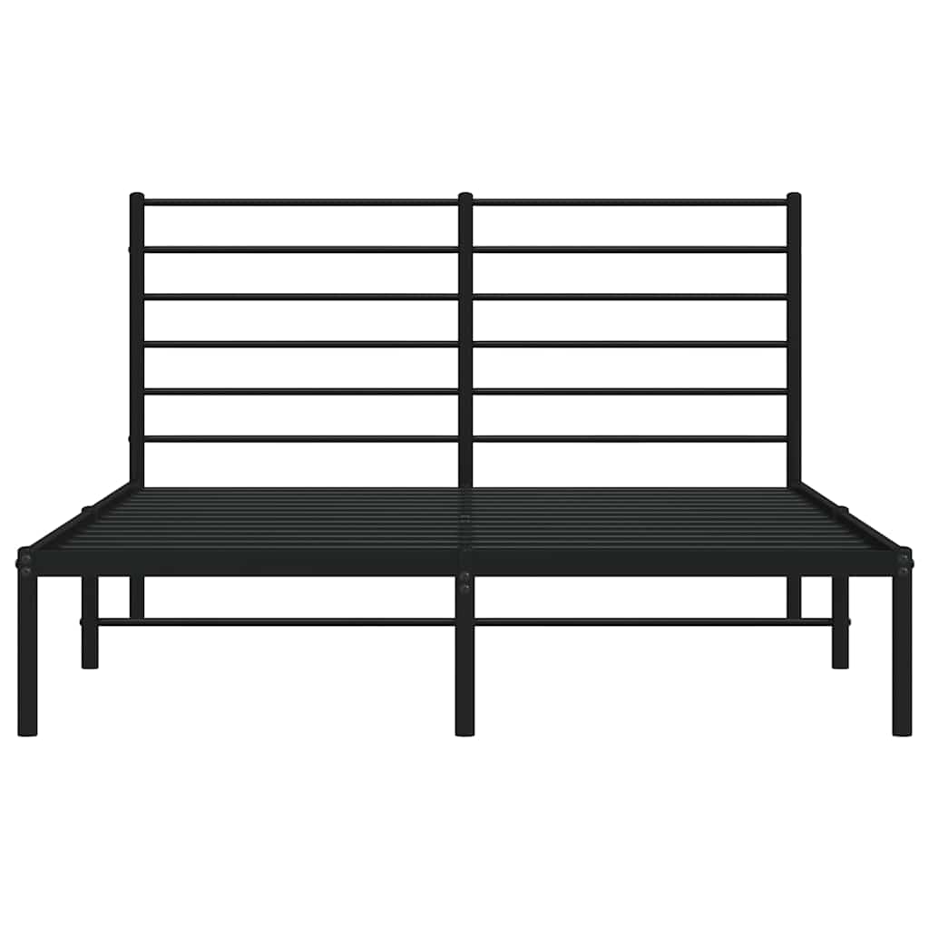 Metalni okvir za krevet s uzglavljem crni 150x200 cm