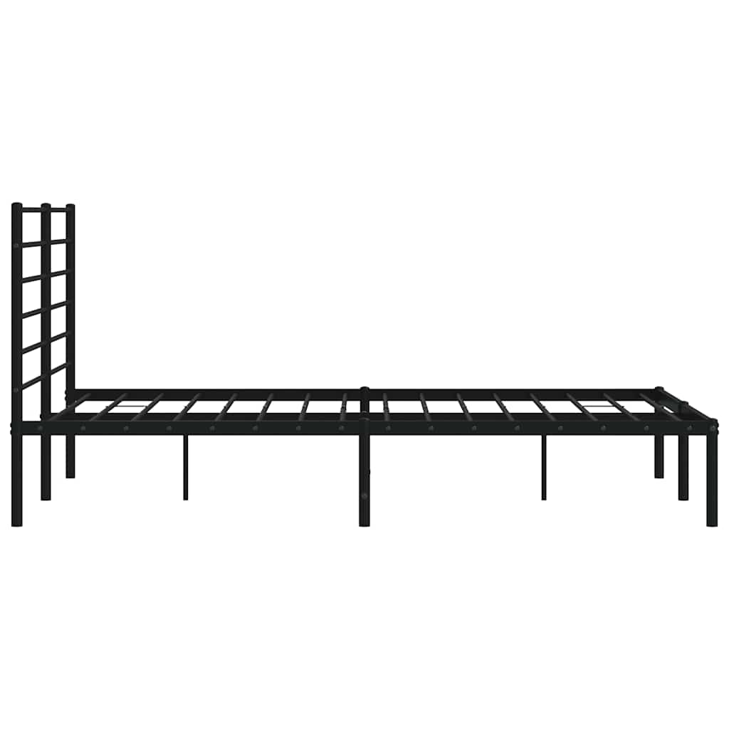 Metalni okvir za krevet s uzglavljem crni 150x200 cm