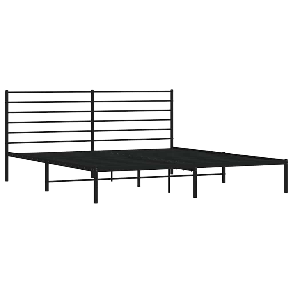 Metalni okvir za krevet s uzglavljem crni 200x200 cm