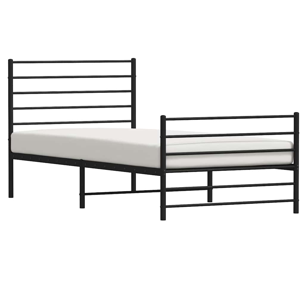 Metalni okvir kreveta uzglavlje i podnožje crni 107x203 cm