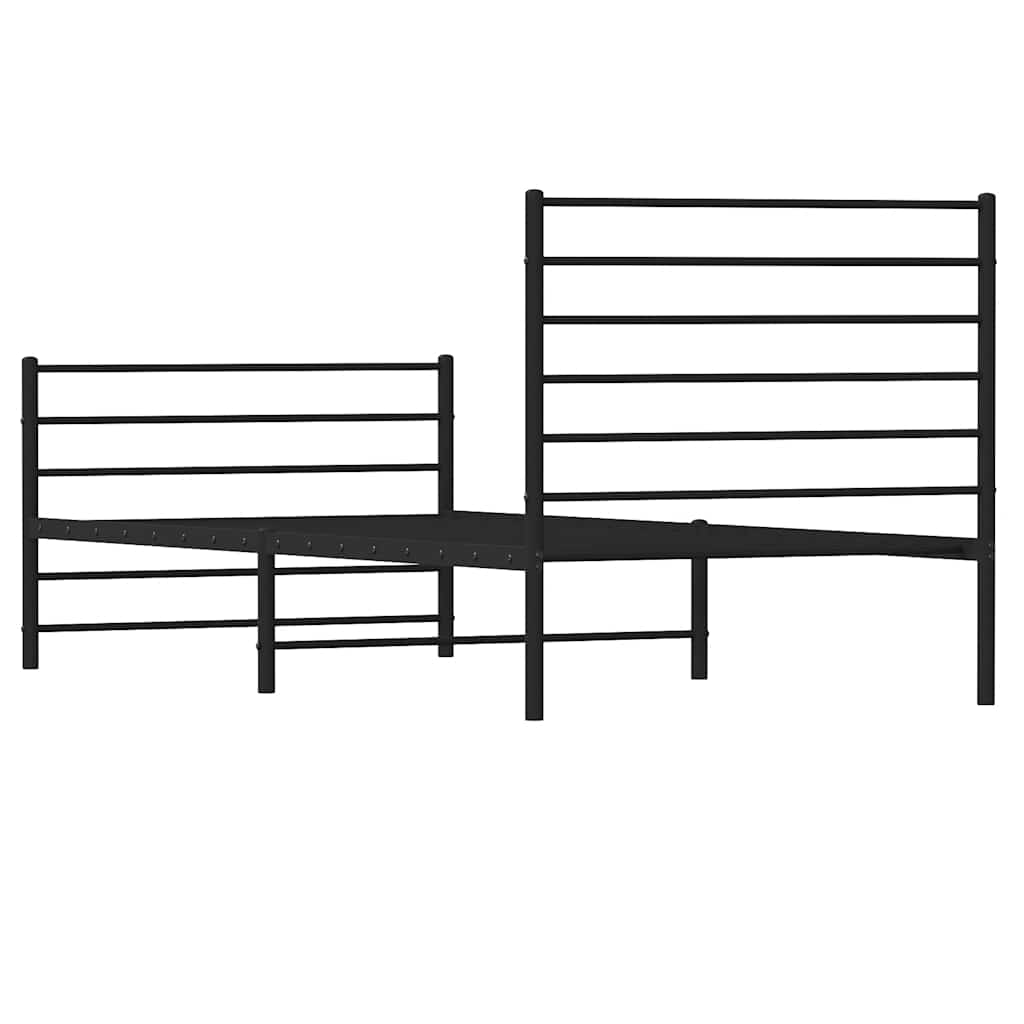 Metalni okvir kreveta uzglavlje i podnožje crni 107x203 cm
