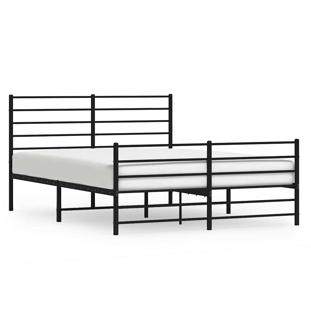 Metalni okvir kreveta uzglavlje i podnožje crni 120x200 cm
