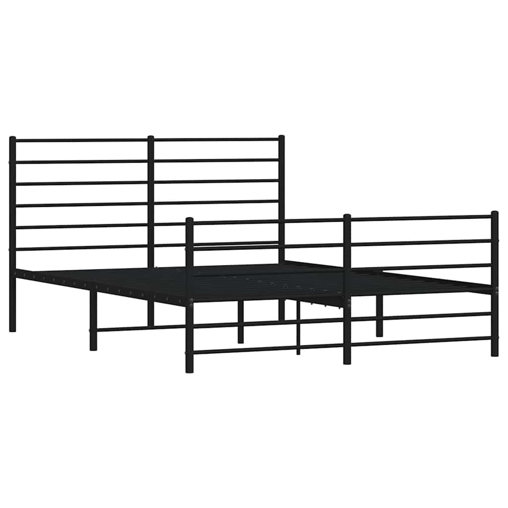 Metalni okvir kreveta uzglavlje i podnožje crni 140x190 cm