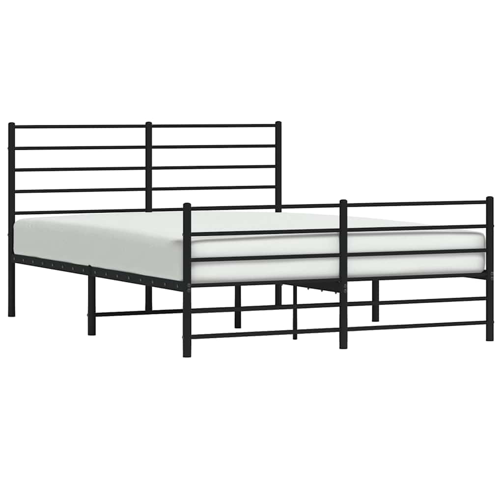 Metalni okvir kreveta uzglavlje i podnožje crni 140x190 cm