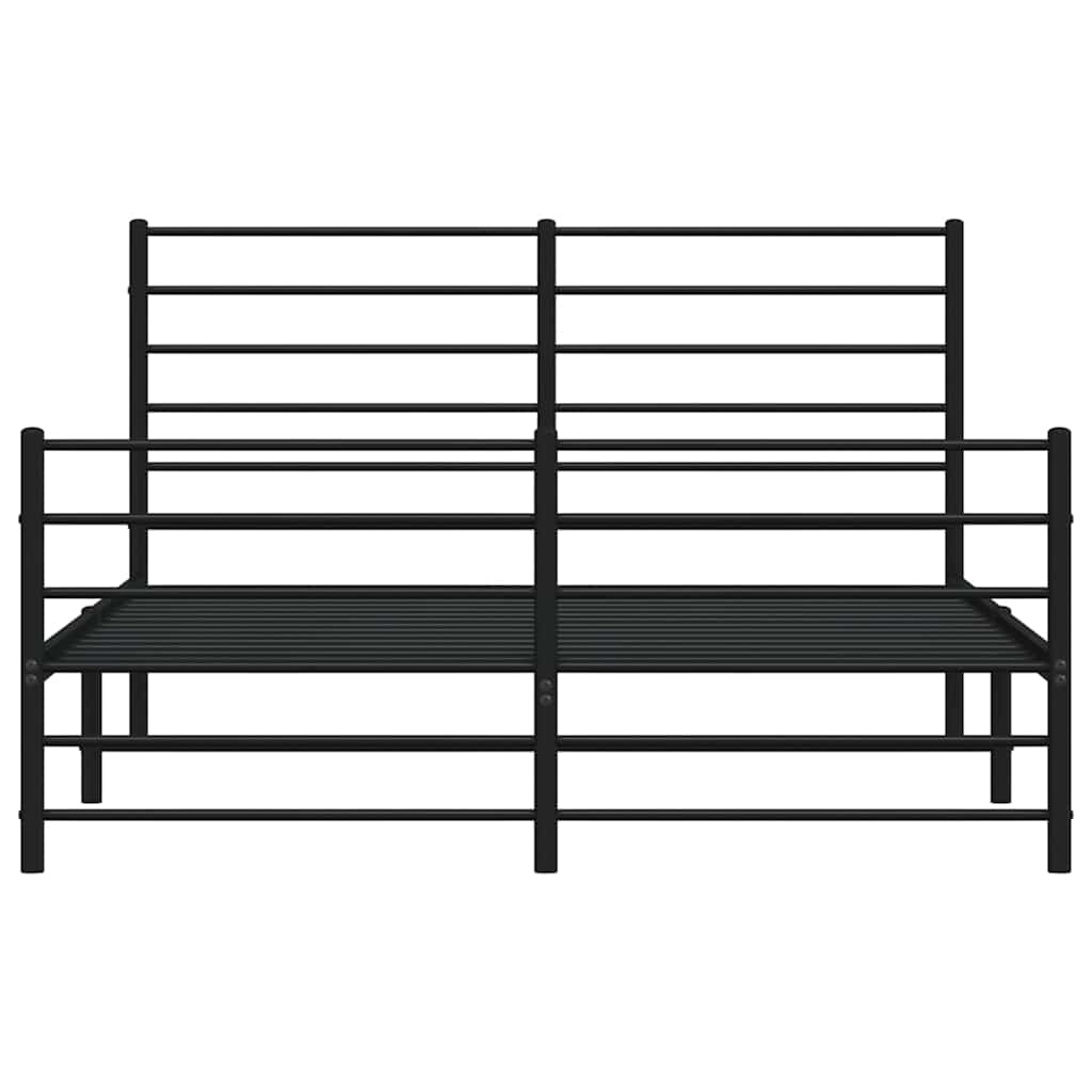 Metalni okvir kreveta uzglavlje i podnožje crni 140x190 cm