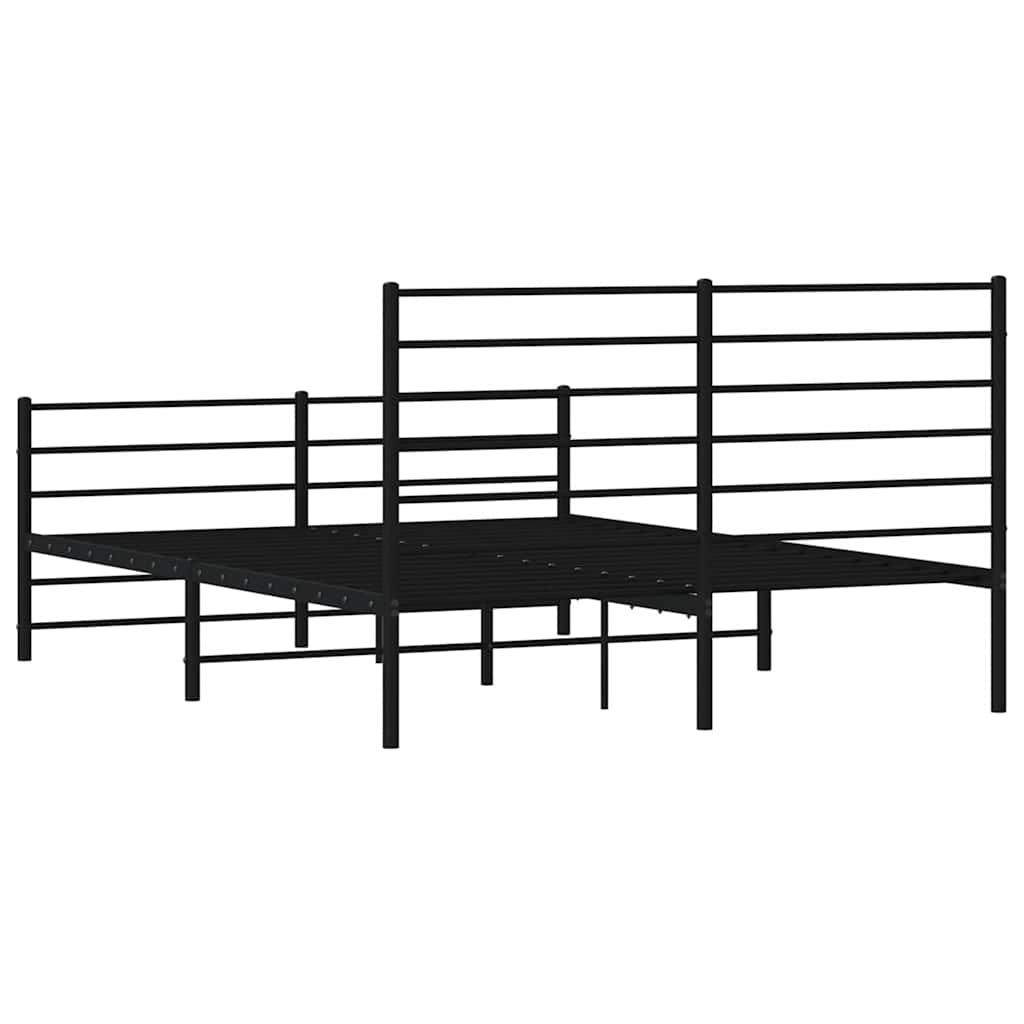 Metalni okvir kreveta uzglavlje i podnožje crni 140x190 cm