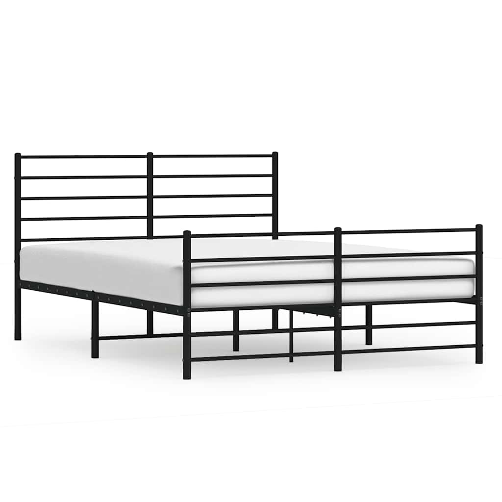 Metalni okvir kreveta uzglavlje i podnožje crni 160x200 cm
