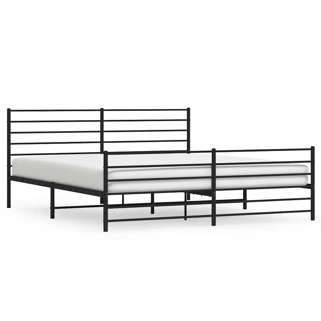 Metalni okvir kreveta uzglavlje i podnožje crni 183x213 cm