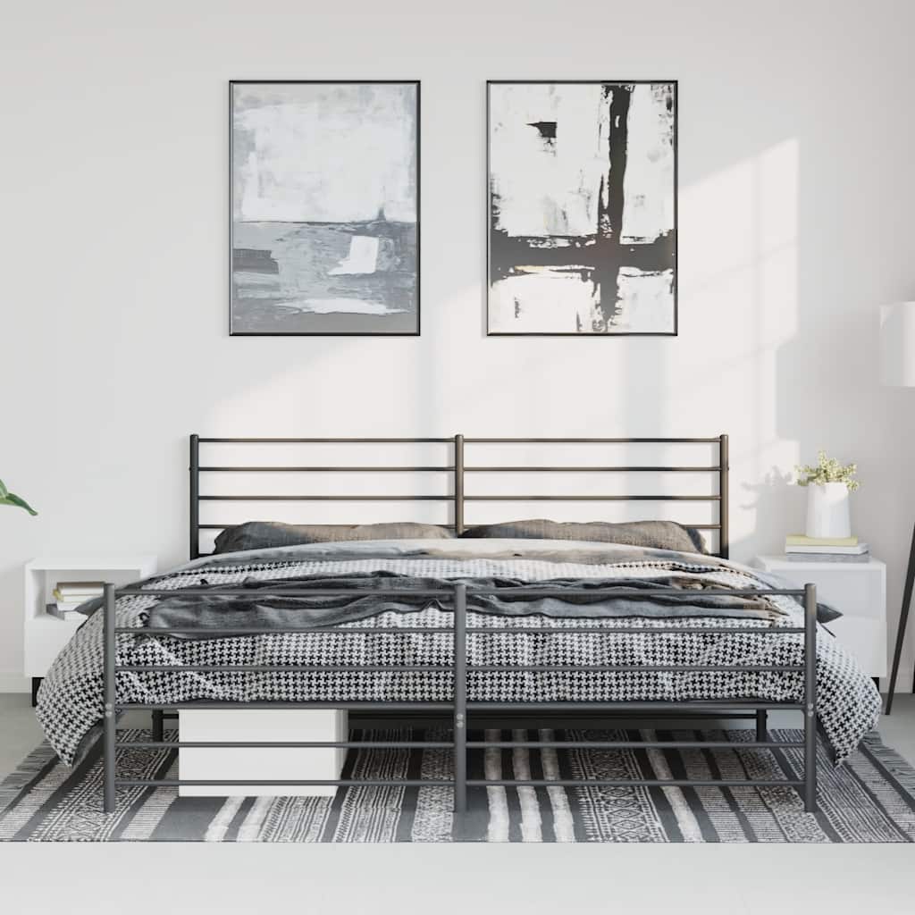 Metalni okvir kreveta uzglavlje i podnožje crni 183x213 cm