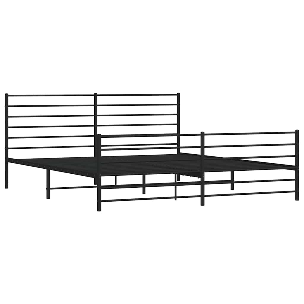 Metalni okvir kreveta uzglavlje i podnožje crni 183x213 cm