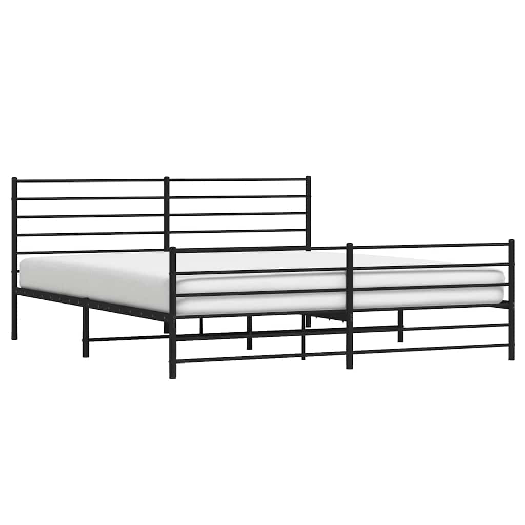 Metalni okvir kreveta uzglavlje i podnožje crni 183x213 cm
