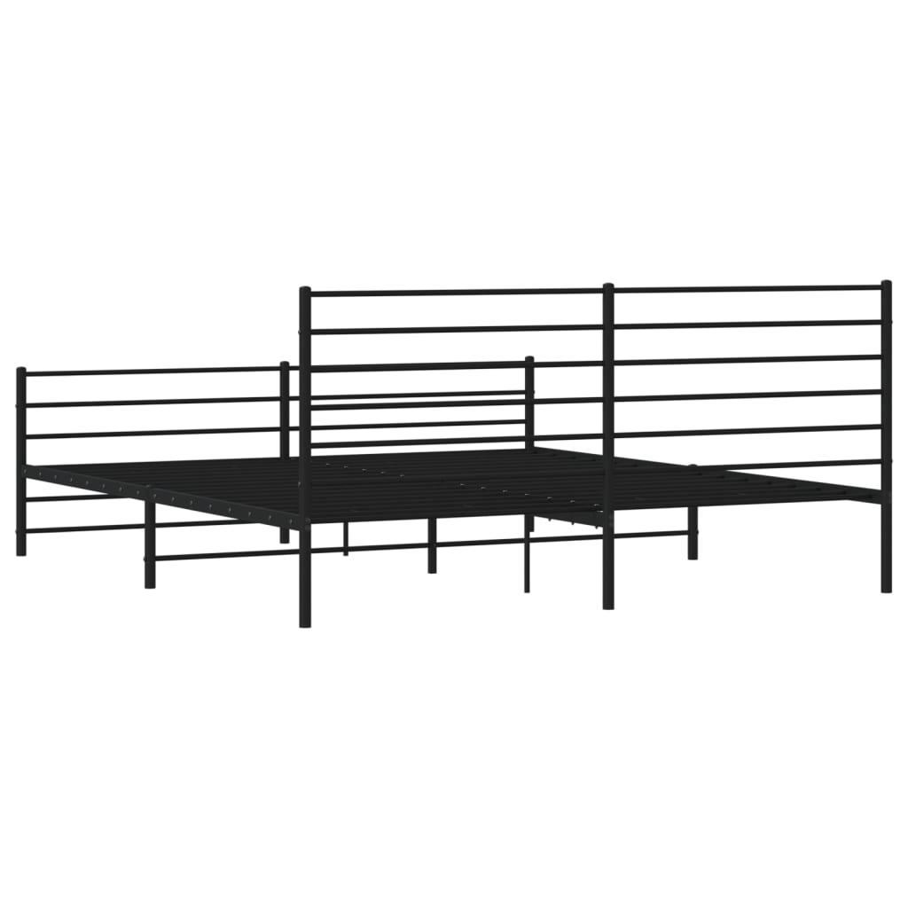 Metalni okvir kreveta uzglavlje i podnožje crni 200x200 cm