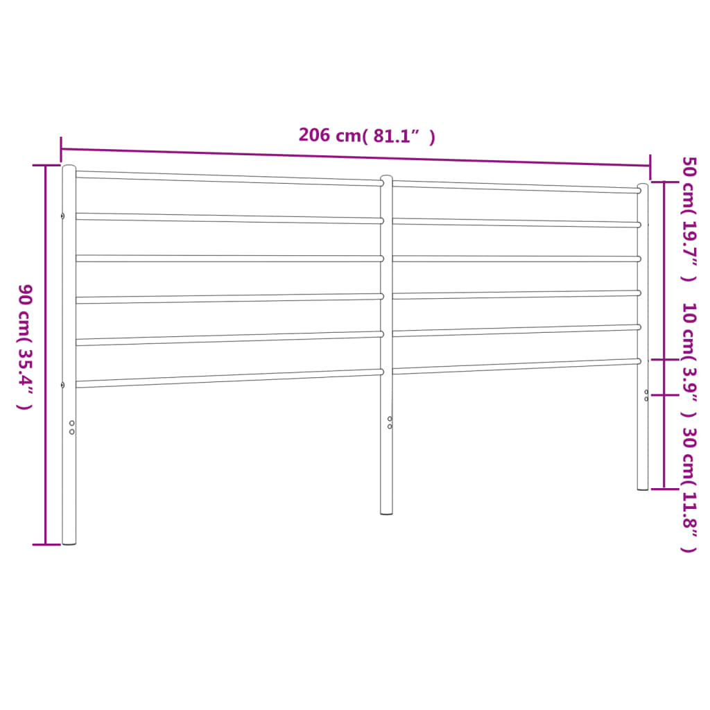 Metalno zamjensko uzglavlje crno 200 cm