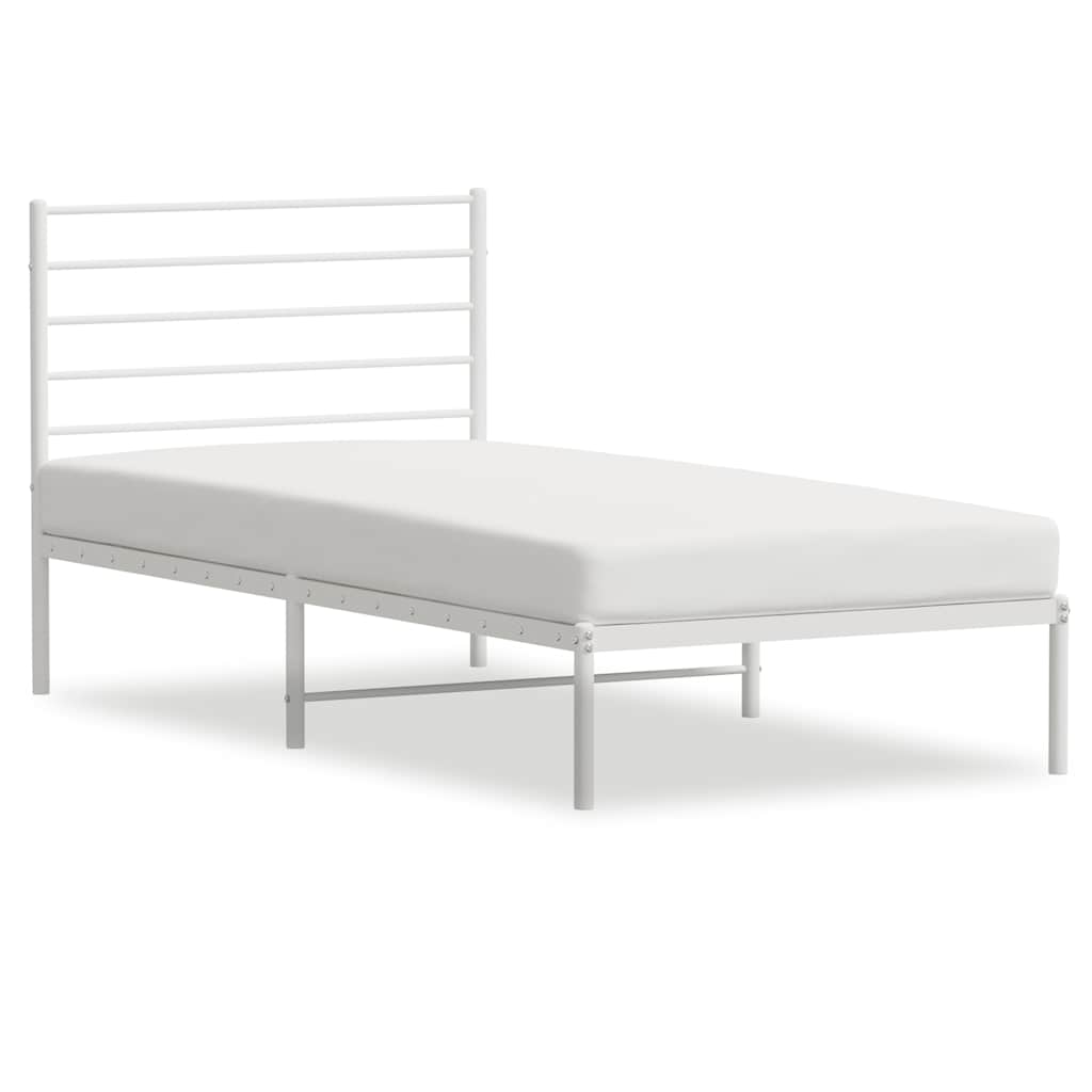 Metalni okvir za krevet s uzglavljem bijeli 80x200 cm