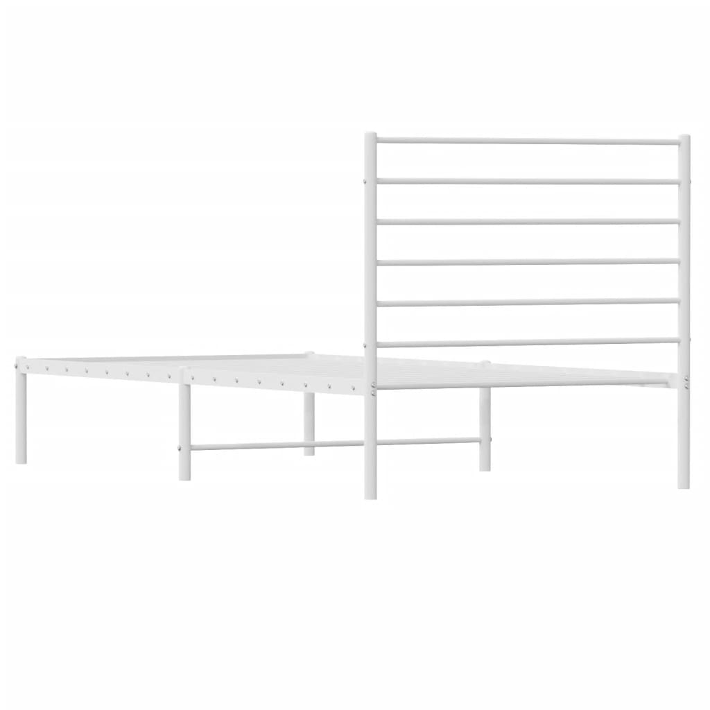 Metalni okvir za krevet s uzglavljem bijeli 107x203 cm