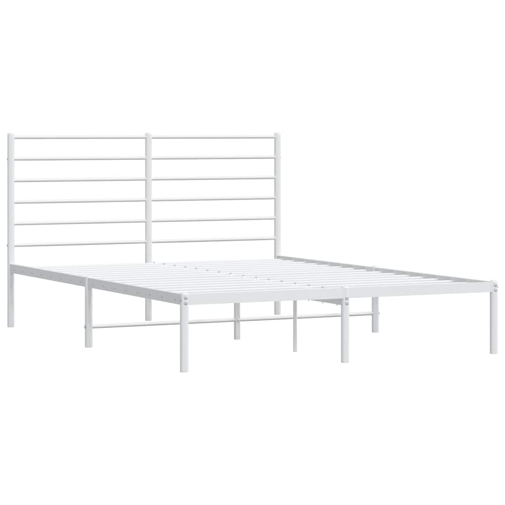 Metalni okvir za krevet s uzglavljem bijeli 140 x 190 cm