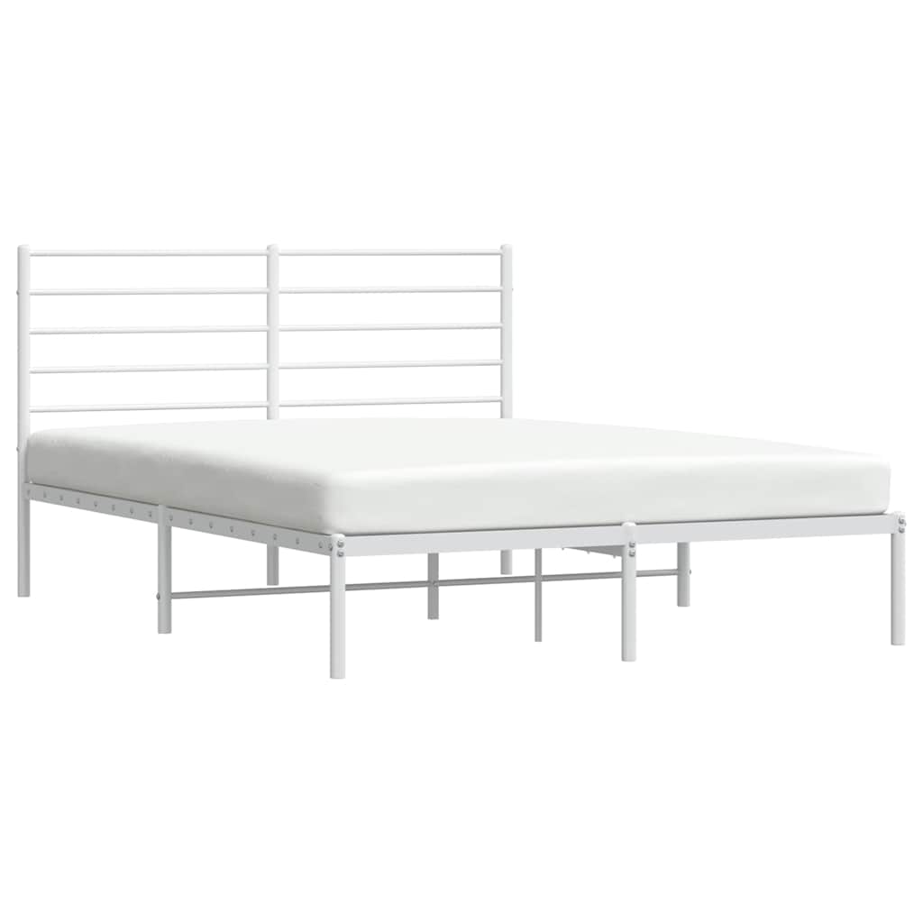 Metalni okvir za krevet s uzglavljem bijeli 140 x 190 cm