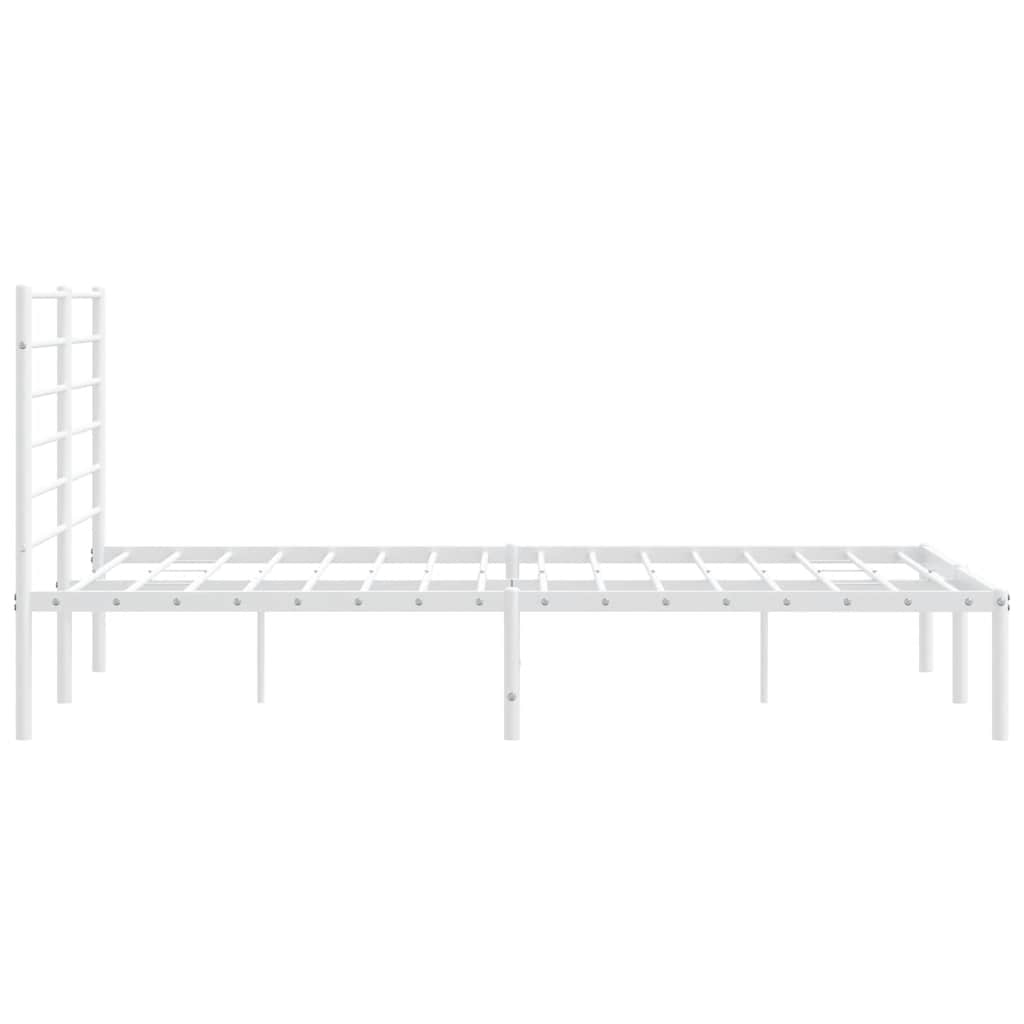 Metalni okvir za krevet s uzglavljem bijeli 140 x 190 cm
